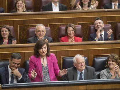 Carmen Calvo, vicepresidenta del Gobierno, este miércoles en el Congreso.