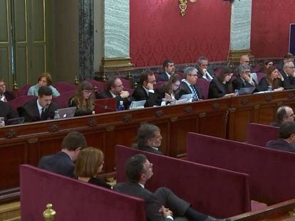 Imagen de la sala del Supremo que juzga el 'procés'. En vídeo, declaración de un teniente guardia civil de Manresa en la vigésimo cuarta sesión del juicio del 'procés'.