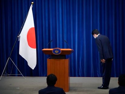 El ex primer ministro japonés, Shinzo Abe, durante una rueda de prensa en agosto en Tokio.