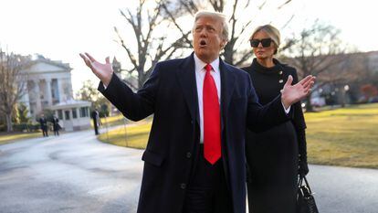 Donald y Melania Trump, el 20 de enero, día que dejaron la Casa Blanca.