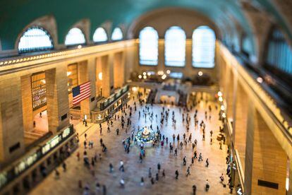 Una panorámica de la estación Central de Nueva York, capturada con el efecto 'tilt shift'.