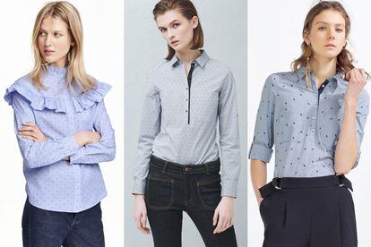 La camisa azul de rayas H&M, Mango y Zara.
