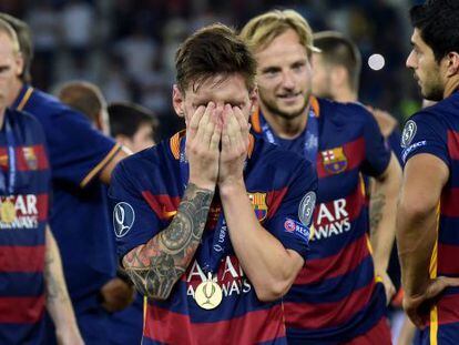 Messi, emocionado tras acabar el partido.