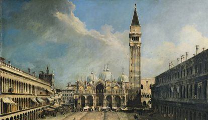 La plaza de San Marcos de Venecia, de Canaletto, restaurada por financiación participativa en el Museo Thyssen.