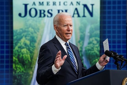 US President Joe Biden addresses the June jobs report at the White House in Washington on July 2, 2021.