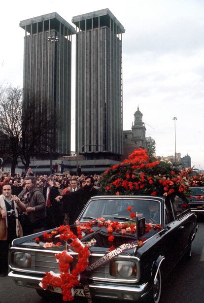 Entierro de los abogados asesinados en la matanza de Atocha (Madrid), en enero de 1977.