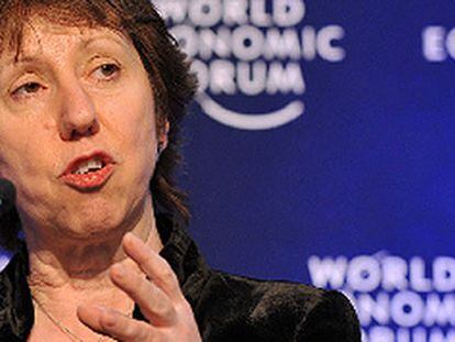Catherine Ashton, durante una intervención en el foro de Davos.