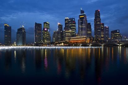 Panorámica del distrito financiero de Singapur.