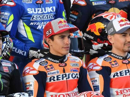 Viñales, Márquez y Lorenzo, en la presentación del circuito de Losail.