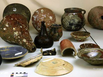 Fotograf&iacute;a facilitada por el museo nacional de Arqueolog&iacute;a Subacu&aacute;tica de Cartagena de varios de los objetos hallados. 