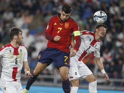 Morata marca el primer de España a Georgia.