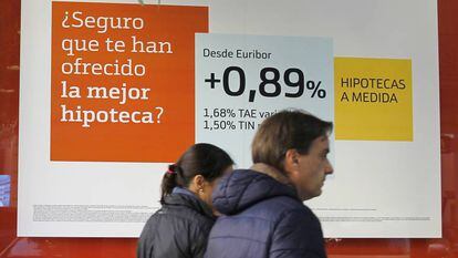 Publicidad de una oferta de hipoteca de un banco, en Madrid.
