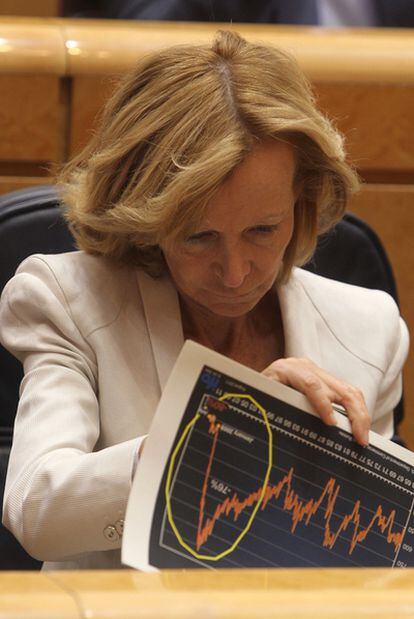 La vicepresidenta Elena Salgado, ayer en el Senado.