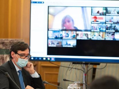 El ministro de Sanidad, Salvador Illa, preside por videoconferencia la reunión del Consejo Interterritorial del Sistema Nacional de Salud del pasado 1 de octubre.