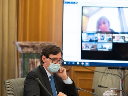 El ministro de Sanidad, Salvador Illa, preside por videoconferencia la reunión del Consejo Interterritorial del Sistema Nacional de Salud del pasado 1 de octubre.