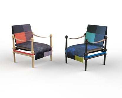 'Twain' armchairs by Konstantin Grcic and Hella Jongerius for Magis.