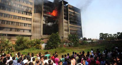 La f&aacute;brica incendiada en Bangladesh, hoy. 
