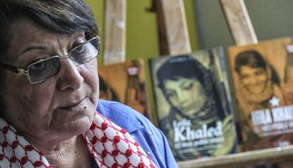 Leila Khaled, ayer durante la entrevista en el espacio Fabra i Coats de Barcelona.