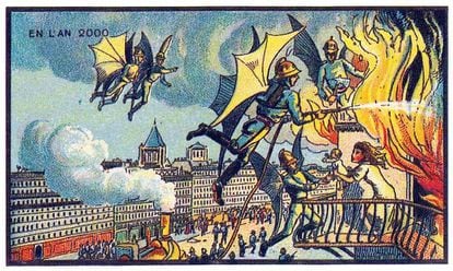 Imagen de la serie de postales 'En el año 2000', creadas entre 1899 y 1910 por Jean-Marc Cote y otros ilustradores franceses.