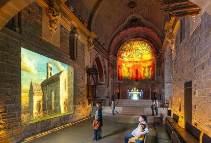 Experiencia inmersiva en el interior de la iglesia del monasterio de Sant Benet.