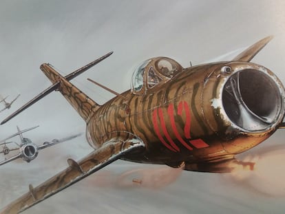 Un Mig-15 al ataque en el álbum 'Mig Madness' de Yann y Hugault.