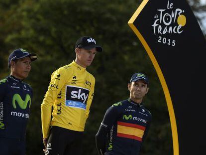 Quintana, Froome i Valverde al podi de París.