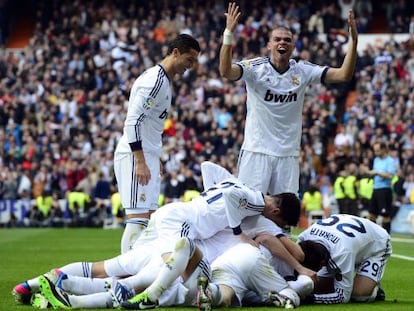 El Madrid festeja el segundo gol ante el Barça del último clásico.