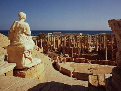 Vistas al Mediterr&aacute;neo desde la antigua ciudad de Leptis Magna, en Libia.