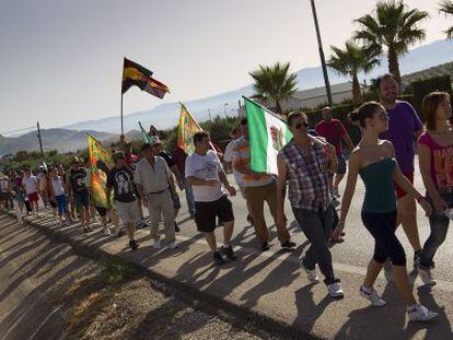 Marcha de los jornaleros del SAT desde J&oacute;dar a Ja&eacute;n en agosto de 2012. 