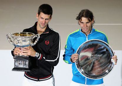 Novak Djokovic y Rafa Nadal, en la final del Open de Australia de 2012.