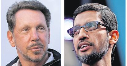 Larry Ellison, fundador de Oracle, y Sundar Pichai, CEO de Google.