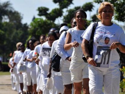 Marcha de Las Damas de Blanco en enero.