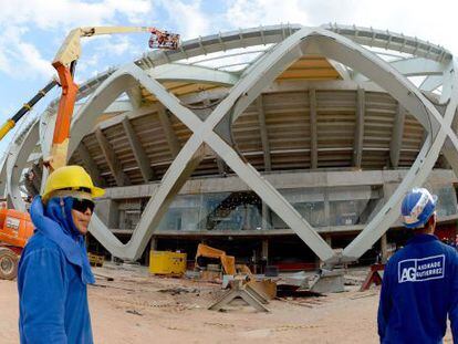 Obras en la Arena Amazonas, en Manaus.