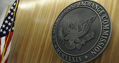 Sello de la Securities and Exchange Commission (SEC), en su sede, en Washington DC (EE UU).