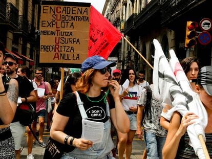 Protesta dels treballadors de Ciut'art, dimecres a Barcelona.