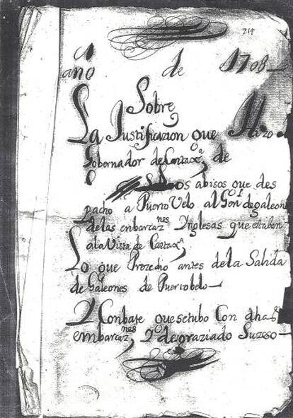 Carta del gobernador de Cartagena al rey Felipe V.