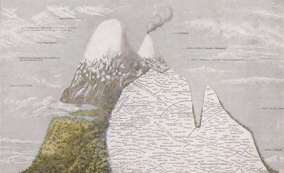 'Naturgemälde', un mapa del ecosistema de Los Andes dibujado por Humboldt.