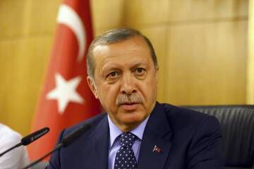 El president Erdogan durant la seva compareixença.