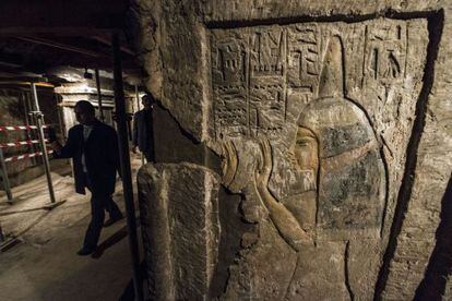 Relieve del interior de la tumba de la nodriza de Tutankam&oacute;n, en Saqqara.