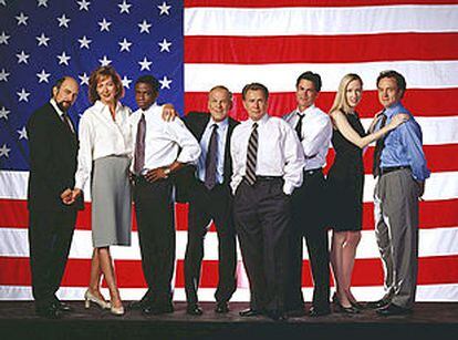 Los personajes de la serie norteamericana <b></b><i>The West Wing (El ala oeste de la Casa Blanca).</i>