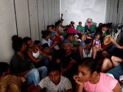 Migrantes hondureños en México.