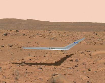 This illustration shows what a Prandtl-m might look like flying above the surface of Mars.