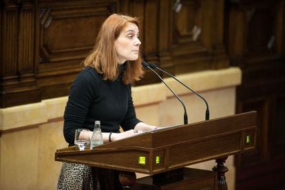 La diputada Jessica Albiach durant una intervenció al Parlament.
