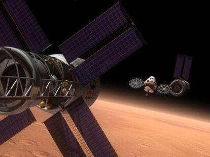 Ilustración del futuro vehículo tripulado multipropósito (MPCV), de la NASA, en el que los astronautas podrán realizar misiones de tres semanas de duración.