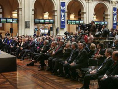 Zapatero, enun acto con empresarios en Madrid, en 2007.