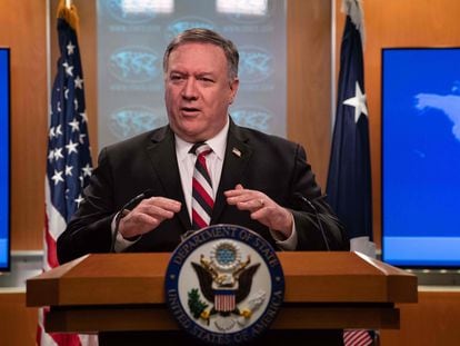 Mike Pompeo, el pasado marzo en una conferencia de prensa en el Departamento de Estado, en la ciudad de Washington.