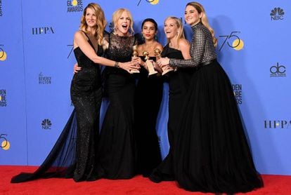 75th Annual Golden Globe Awards - Press Room   De izquierda a derecha Laura Dern, Nicole Kidman, Zoe Kravitz, Reese Witherspoon yShailene Woodley en la última gala de los Globos de Oro.