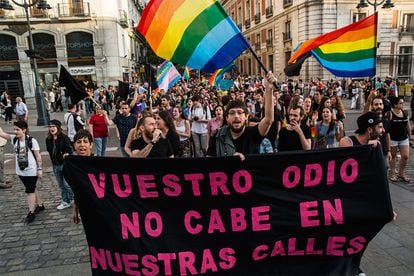 El pasado mes de mayo, Madrid acogió una marcha con motivo del Día Internacional contra la Homofobia, Transfobia y Bifobia. "Vuestro odio no cabe en nuestras calles" fue uno de los lemas que más se vieron en la capital.