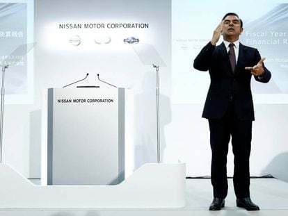 El presidente de Nissan, Carlos Ghosn, este jueves.