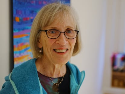 Harvard professor Claudia Goldin poses for a portrait after winning the Nobel Prize for Economics at her home in Cambridge, Massachusetts, U.S., October 9, 2023. REUTERS/Brian Snyder